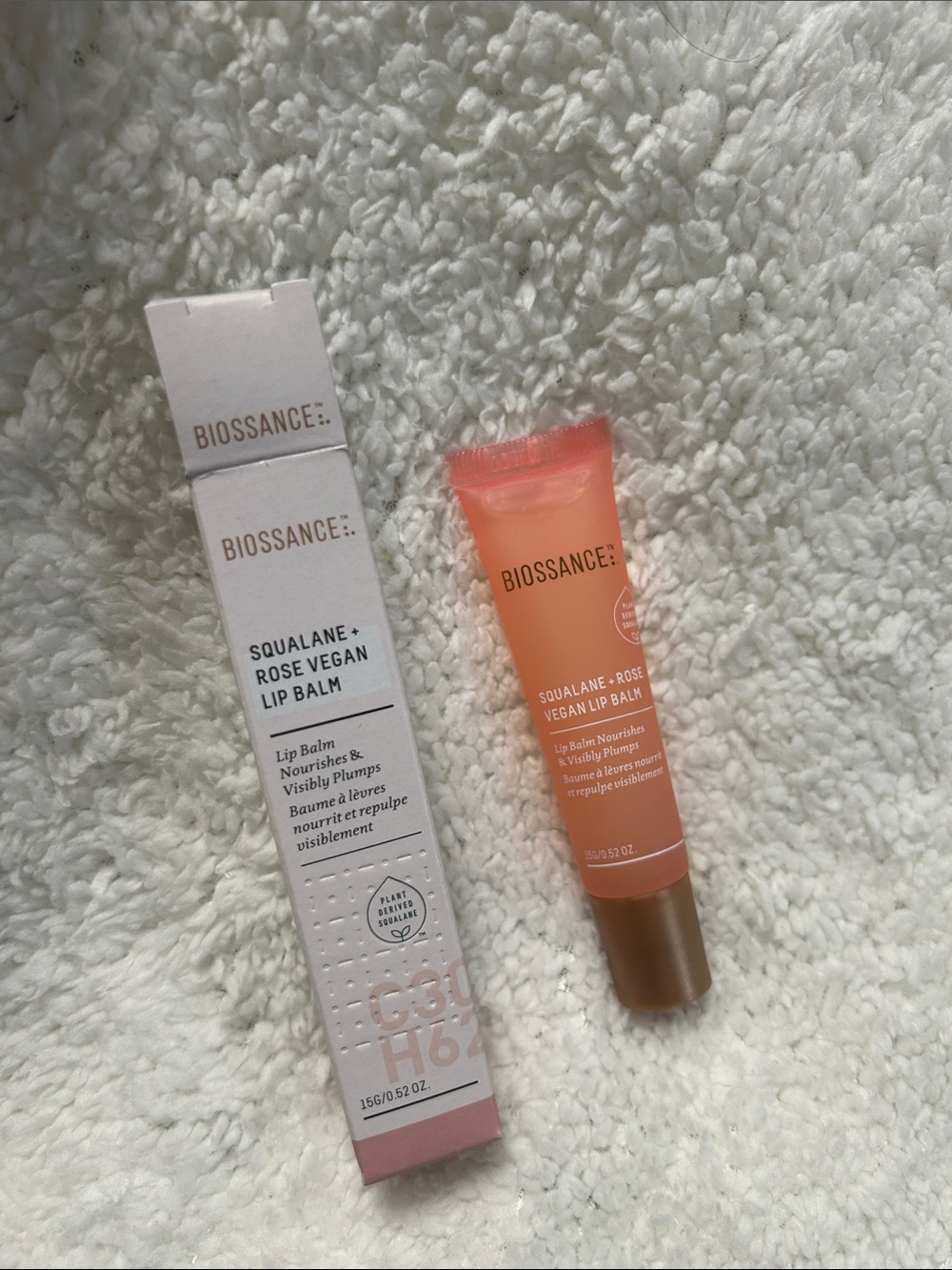 New Biossance squalane + rose vegan lip balm